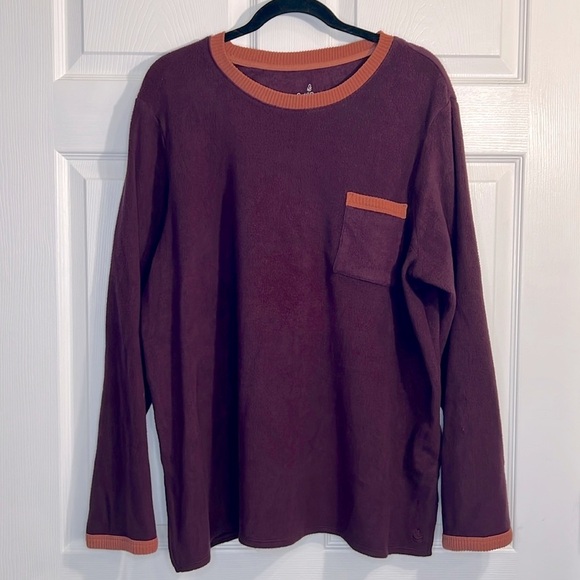 Cuddl Duds Women’s Fleece Sweatshirt/Pullover - Maroon & Orange - Size XL Tall - Picture 1 of 7